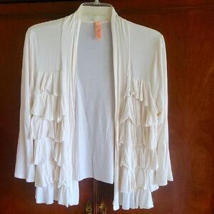 Casual White Ruffled Women's Sweater